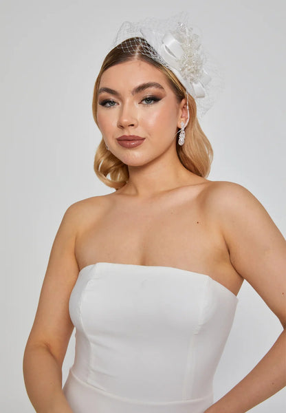 Women's Bead Embroidered Wedding Hat..