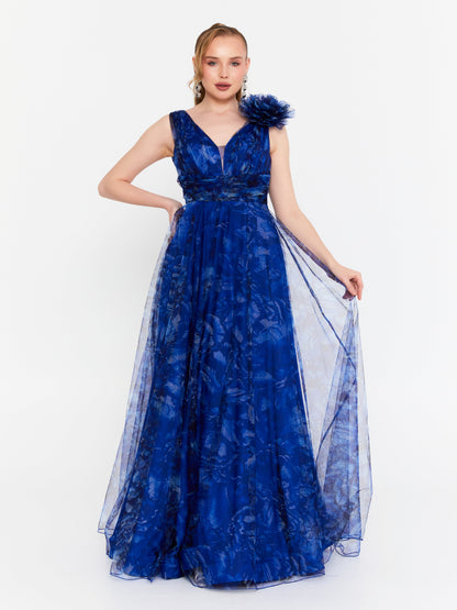 Sleeveless Maxi Tulle A - Line Regular Prom Dress