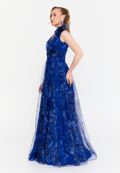 Sleeveless Maxi Tulle A - Line Regular Prom Dress