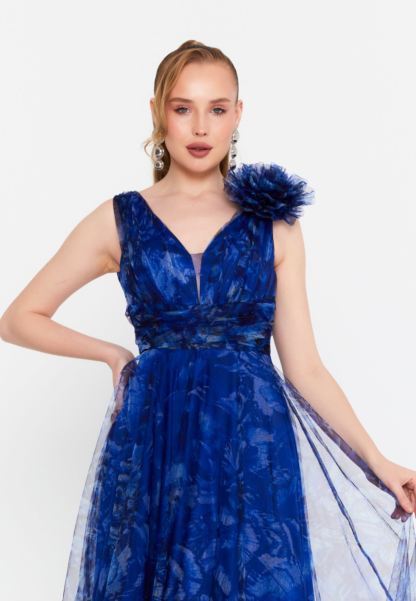 Sleeveless Maxi Tulle A - Line Regular Prom Dress