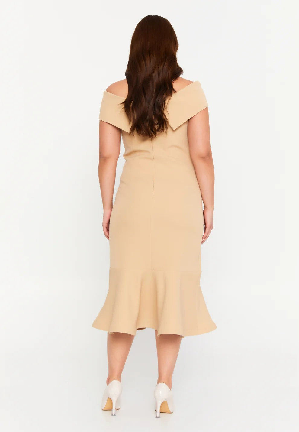 Midi Viscose Column Plus Size Evening Dress Off Shoulder
