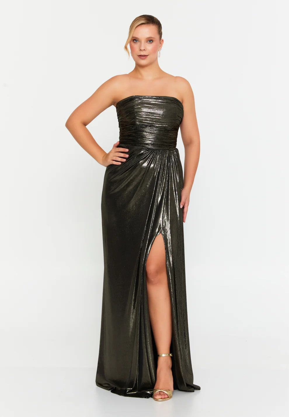 Maxi Lycra Mermaid Plus Size Evening Dress Strapless