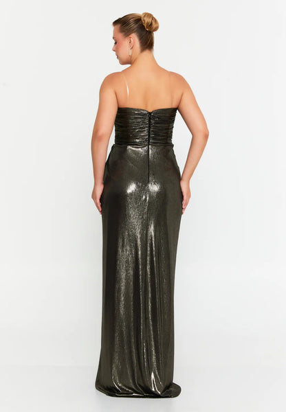 Maxi Lycra Mermaid Plus Size Evening Dress Strapless