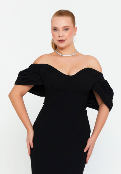 Off Shoulder Maxi Polyester Mermaid Plus Size Evening Dres