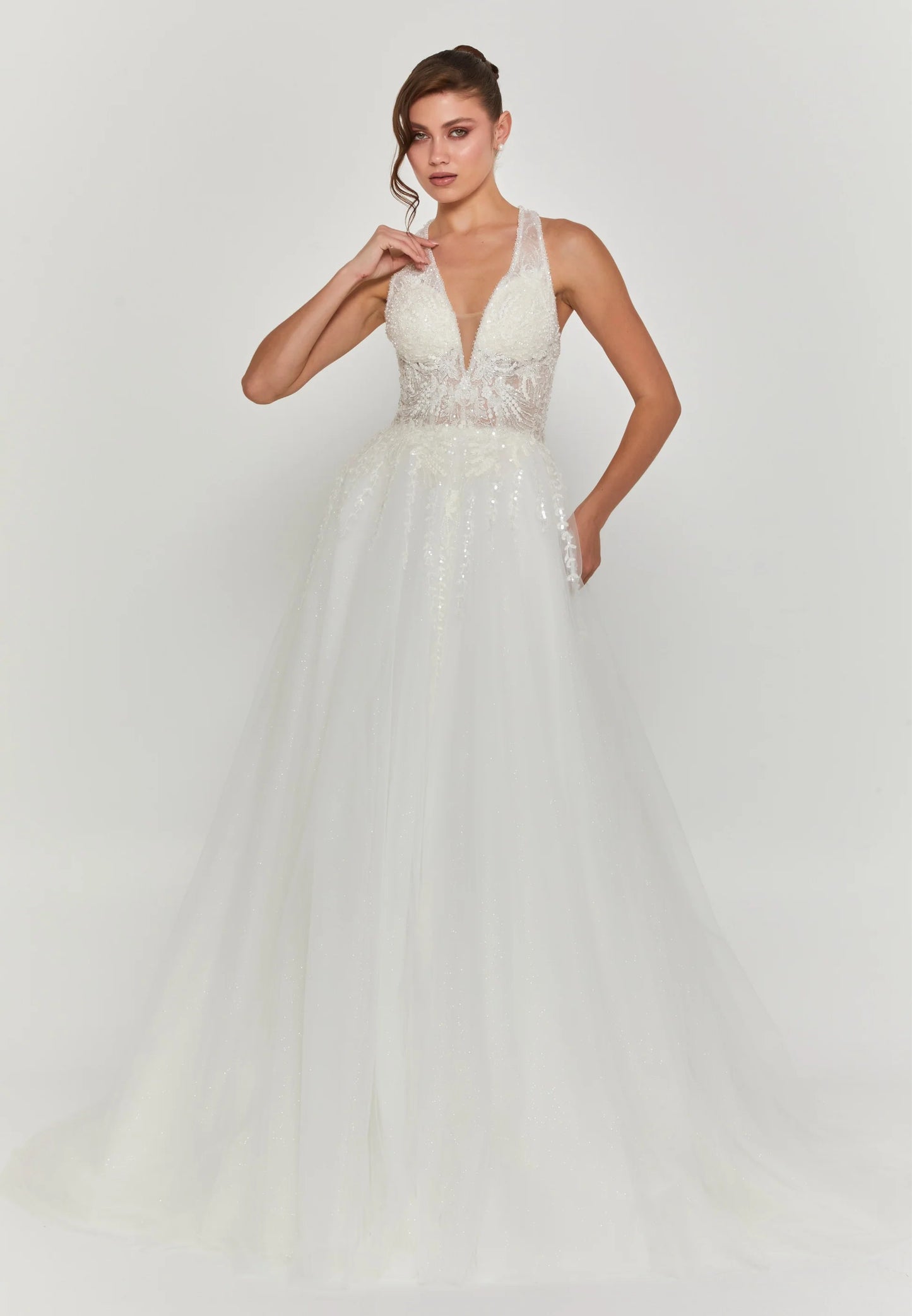 Sleeveless Maxi Tulle Regular Wedding Dress