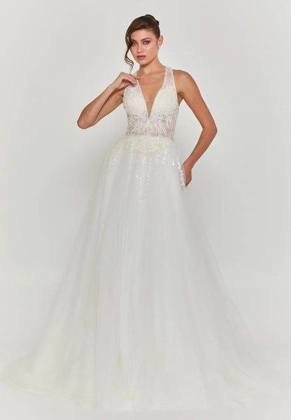 Sleeveless Maxi Tulle Regular Wedding Dress