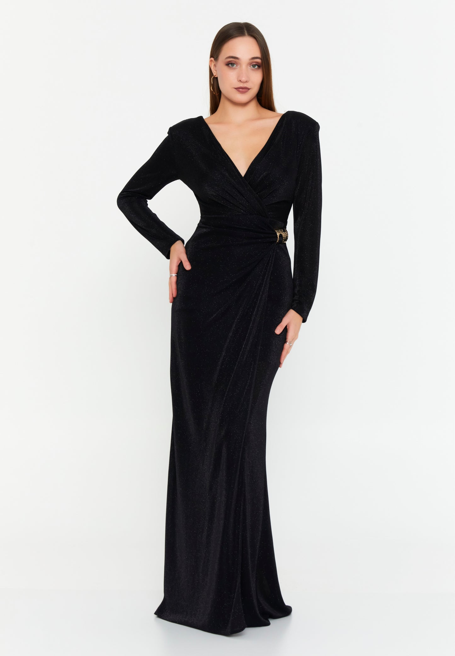 Long Sleeve Maxi Lycra Mermaid Regular Evening Dress