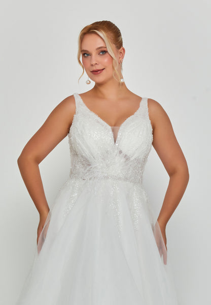 Sleeveless Maxi Tulle Plus Size Wedding Dress